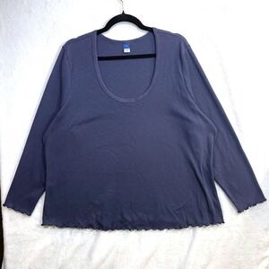 Old Navy 4X Long Sleeve Top Scoop Lettuce Hem Blue Thermal Baselayer Fall Winter